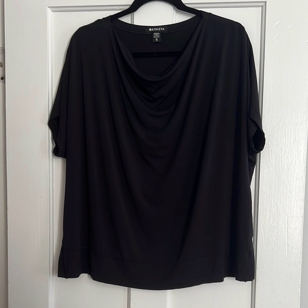 Athleta Relaxed Weekender Tee Black Size XL Oversized Tencel Modal - Picture 2 of 6